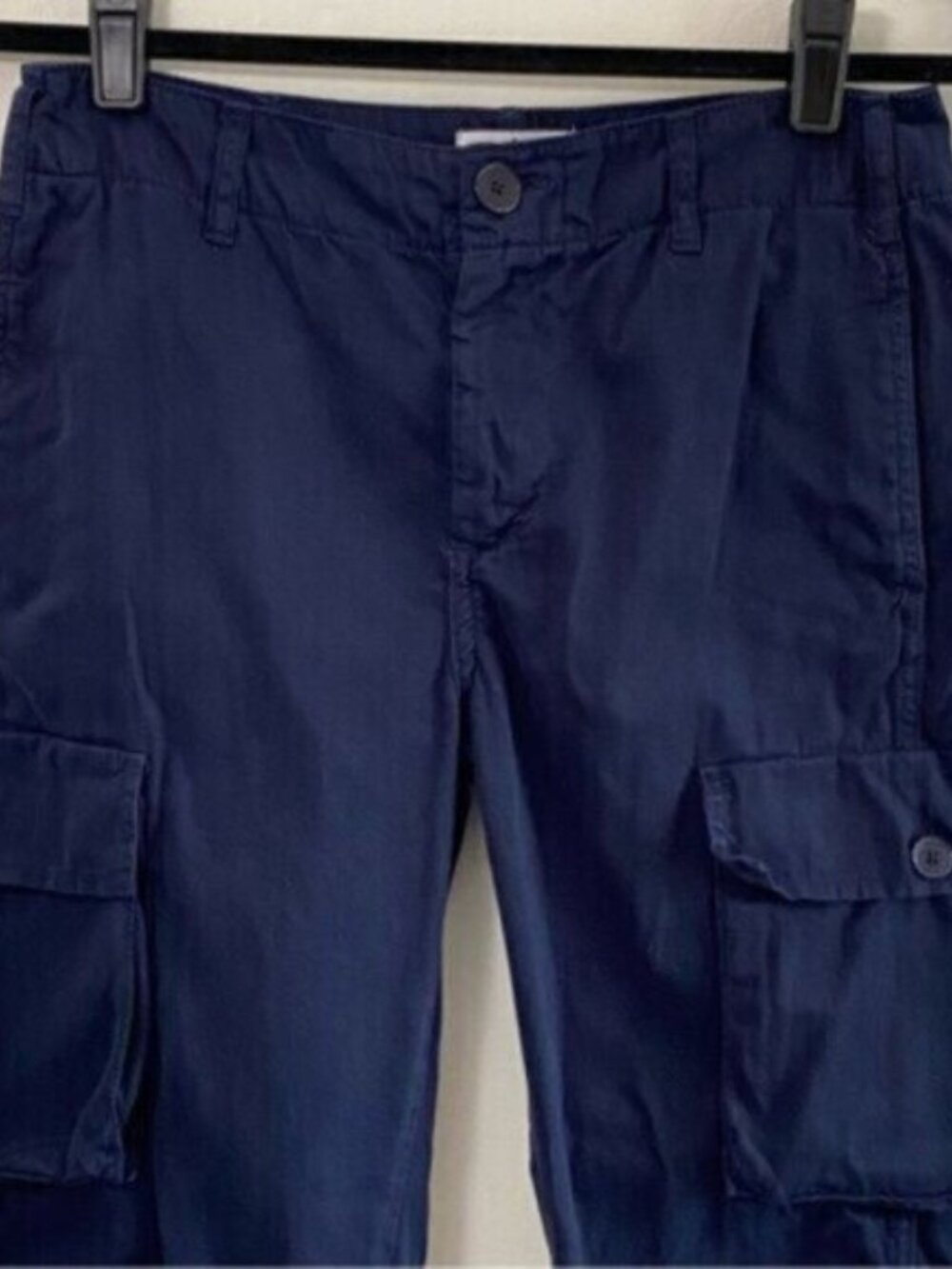 FRAME Denim Utility Cargo Flat Front Pants 26 Navy Blue Cotton Straight Leg $278 - Picture 5 of 10